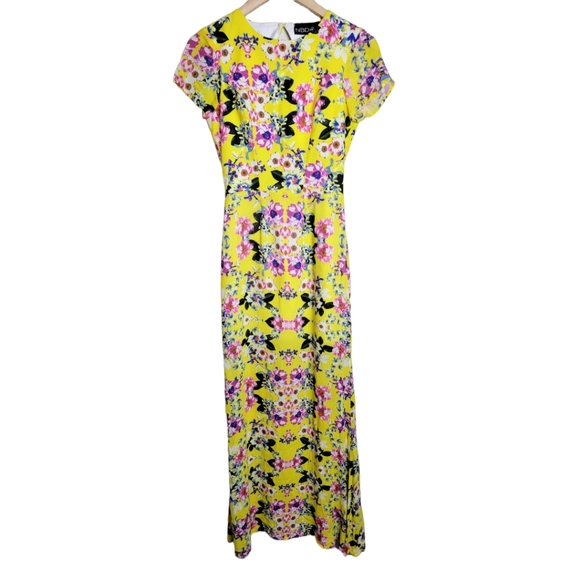 NBD X The XNAVEN Twins Into The Light Floral Yellow Canary Maxi Dress XS - Picture 2 of 7